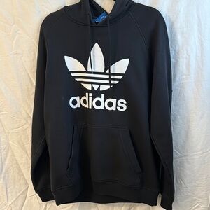 Adidas Men's Black and White Trefoil Hoodie